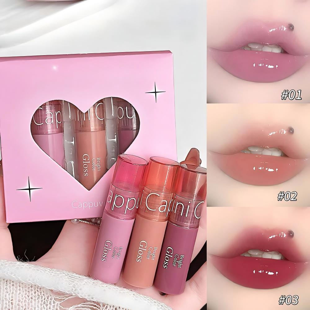 Lip Tint Korean - 3PCS Su Işıltılı Dudak Parlatıcısı Seti